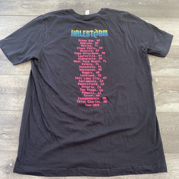 Halestorm 2019 Tour T Shirt Black Canvas Neon Wolf Adult XL Short Sleeve - Picture 7 of 7